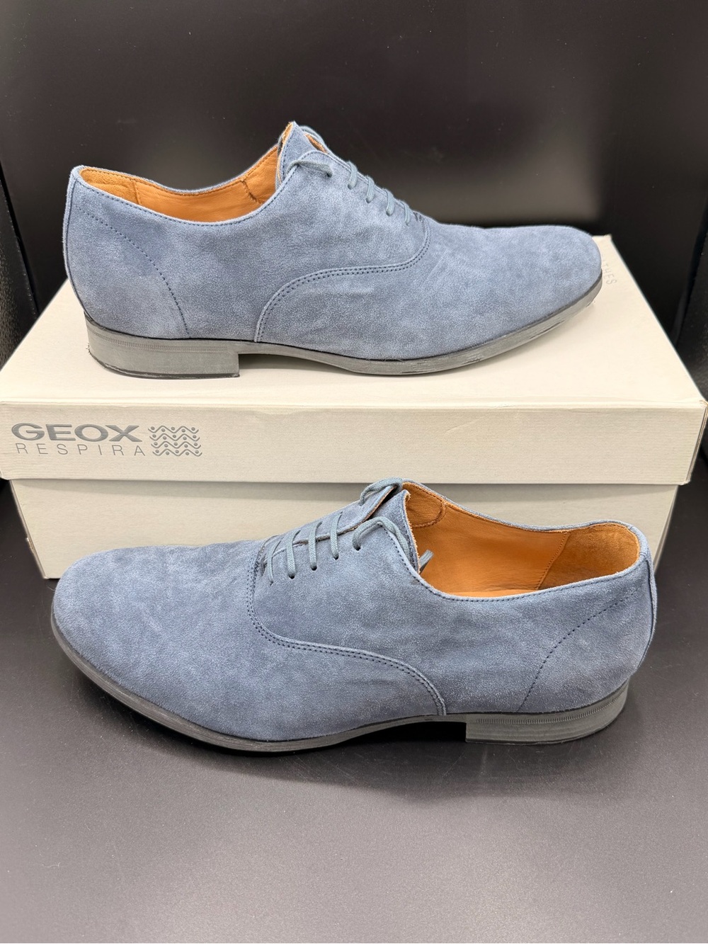 Geox Men's Light Blue Suede Derby Shoes Size 11